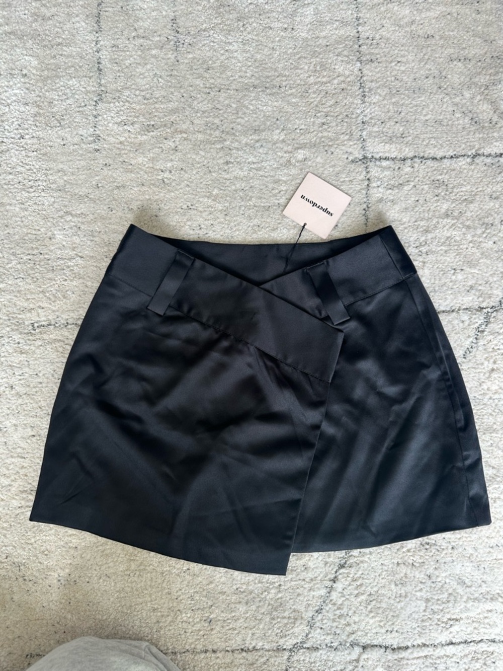 superdown Black Wrap-Style Mini Skirt